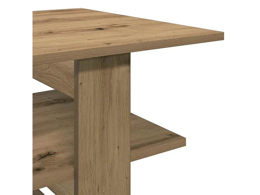 Table basse chêne artisanal 102x55x42 cm bois d'ingénierie