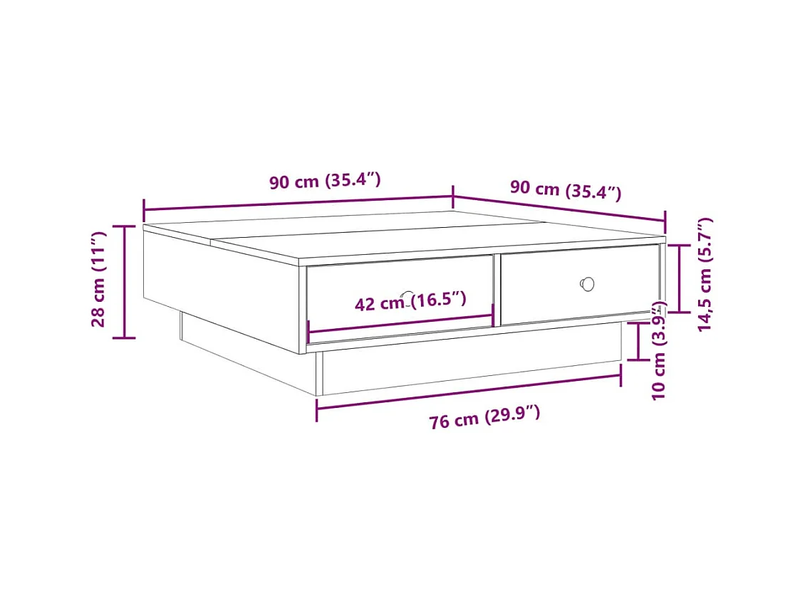 Table basse Blanc 90x90x28 cm Aggloméré