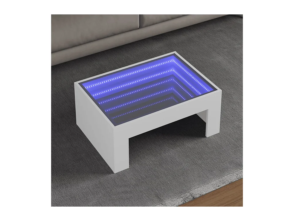 Table basse avec LED infini blanc 70x50x30 cm