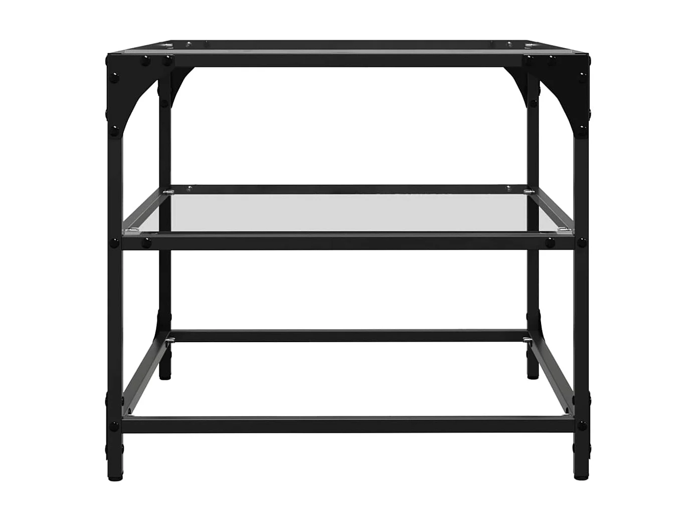 Tavolini con Piano in Vetro Trasparente 2 pz 50x50x45cm Acciaio