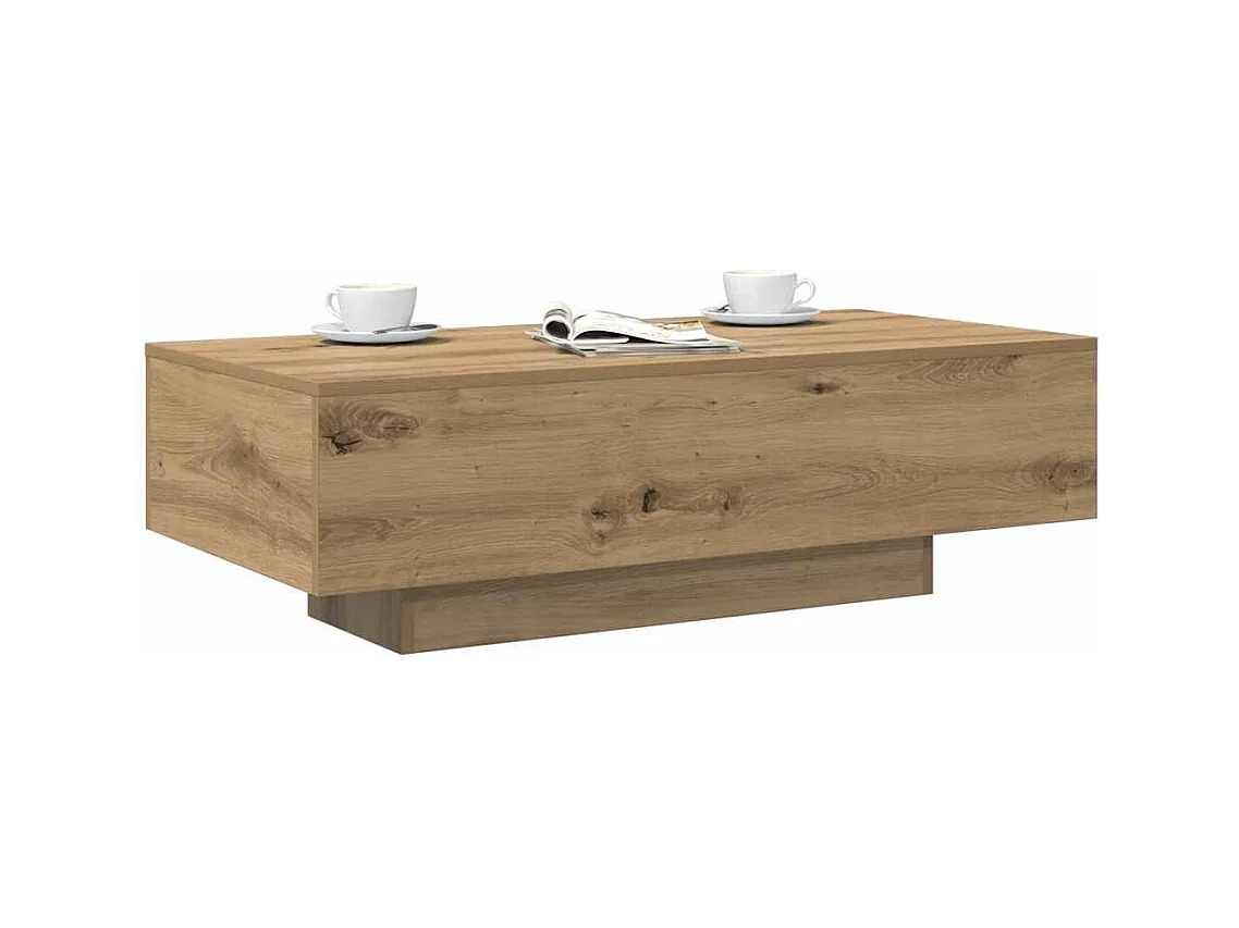 Table basse chêne artisanal 100x49,5x31 cm bois d'ingénierie