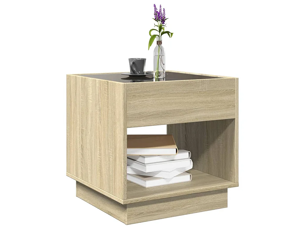Tavolino da Salotto con LED Infinity Rovere Sonoma 50x50x50 cm