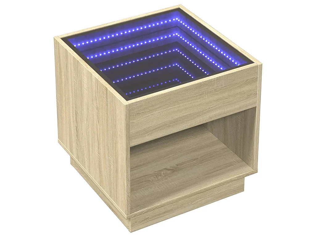 Couchtisch mit Infinity-LED Sonoma-Eiche 50x50x50 cm