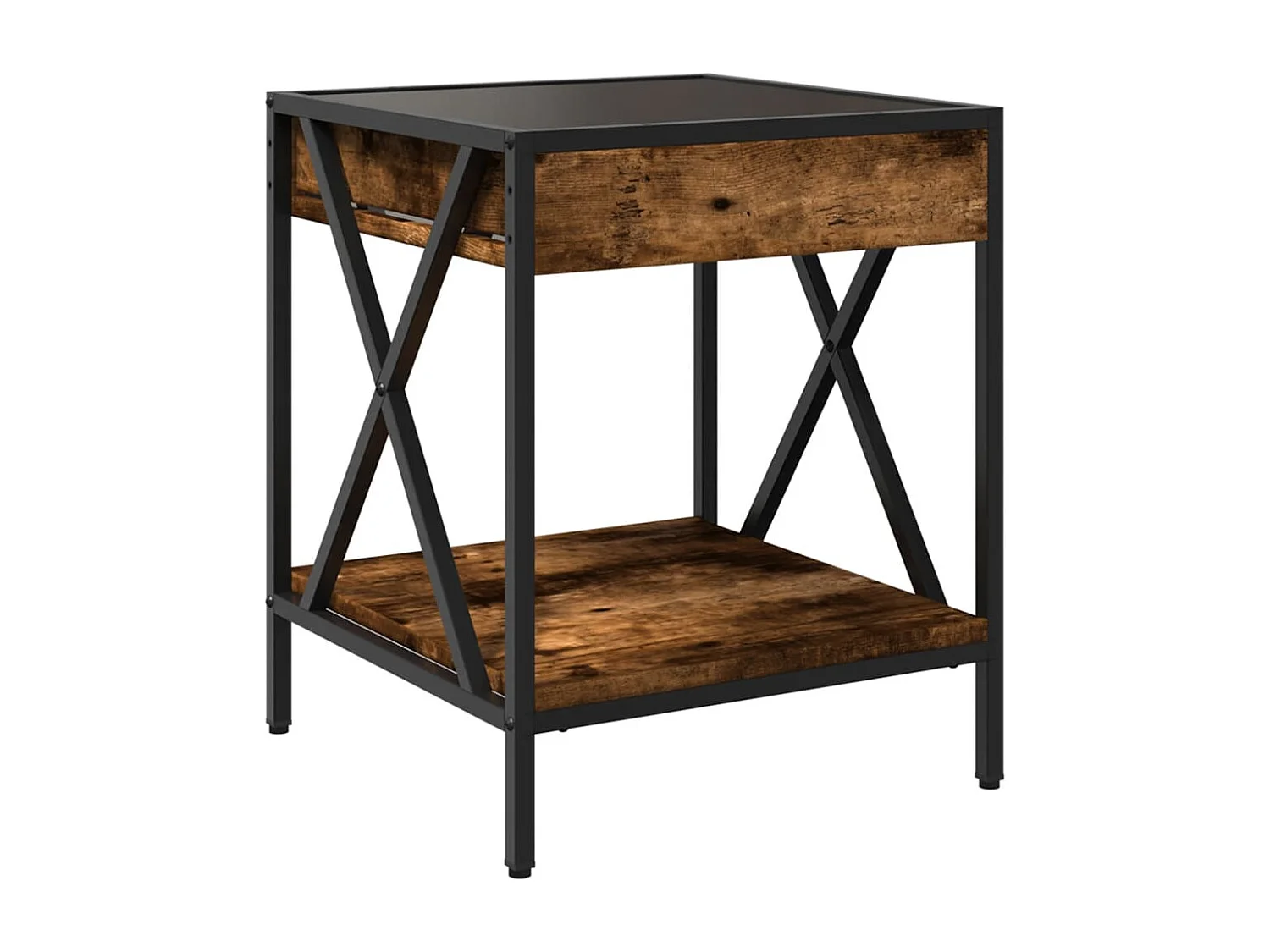 Table basse avec LED Infinity chêne fumé 40x40x49 cm