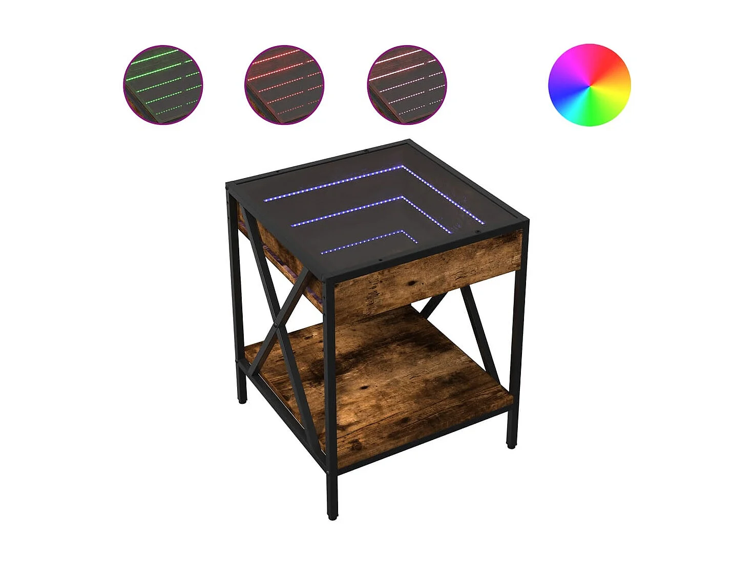 Couchtisch mit Infinity-LED Räuchereiche 40x40x49 cm