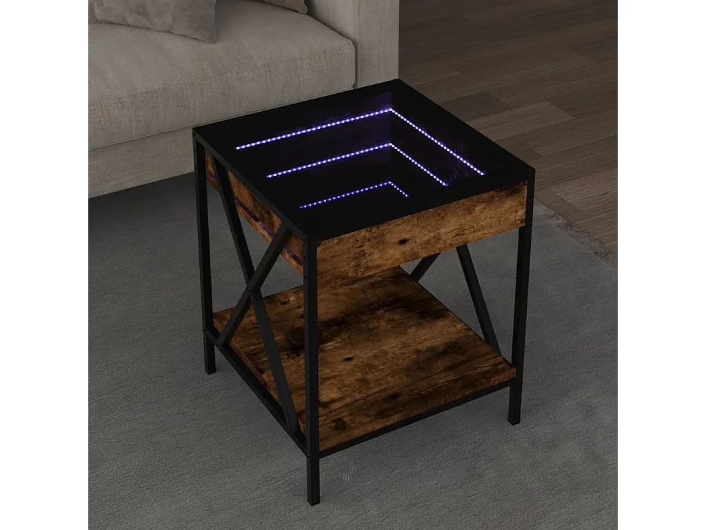 Couchtisch mit Infinity-LED Räuchereiche 40x40x49 cm