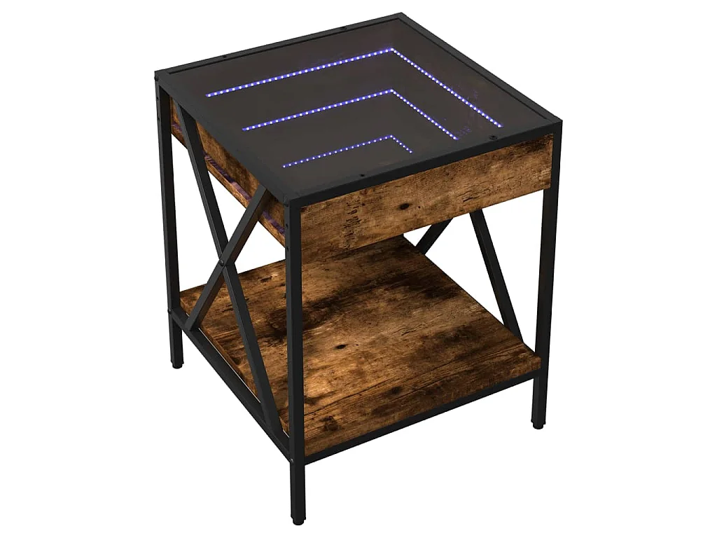 Mesa de centro luzes LED Infinity 40x40x49 cm carvalho fumado