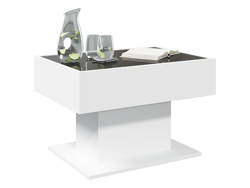 Table basse avec LED blanc 70x50x45 cm bois d'ingénierie