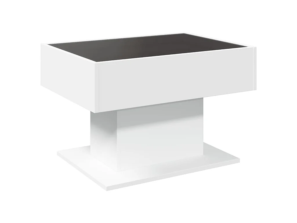 Table basse avec LED blanc 70x50x45 cm bois d'ingénierie