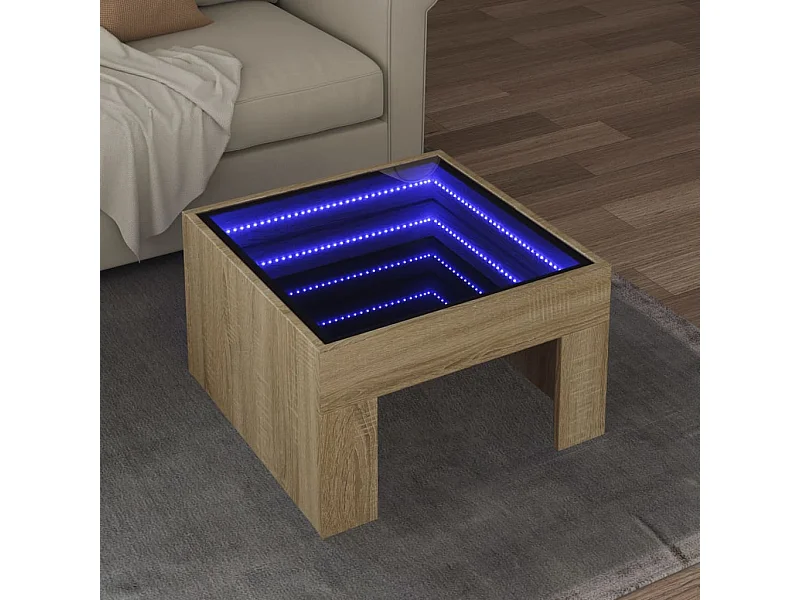 Couchtisch mit Infinity-LED Sonoma-Eiche 50x50x30 cm