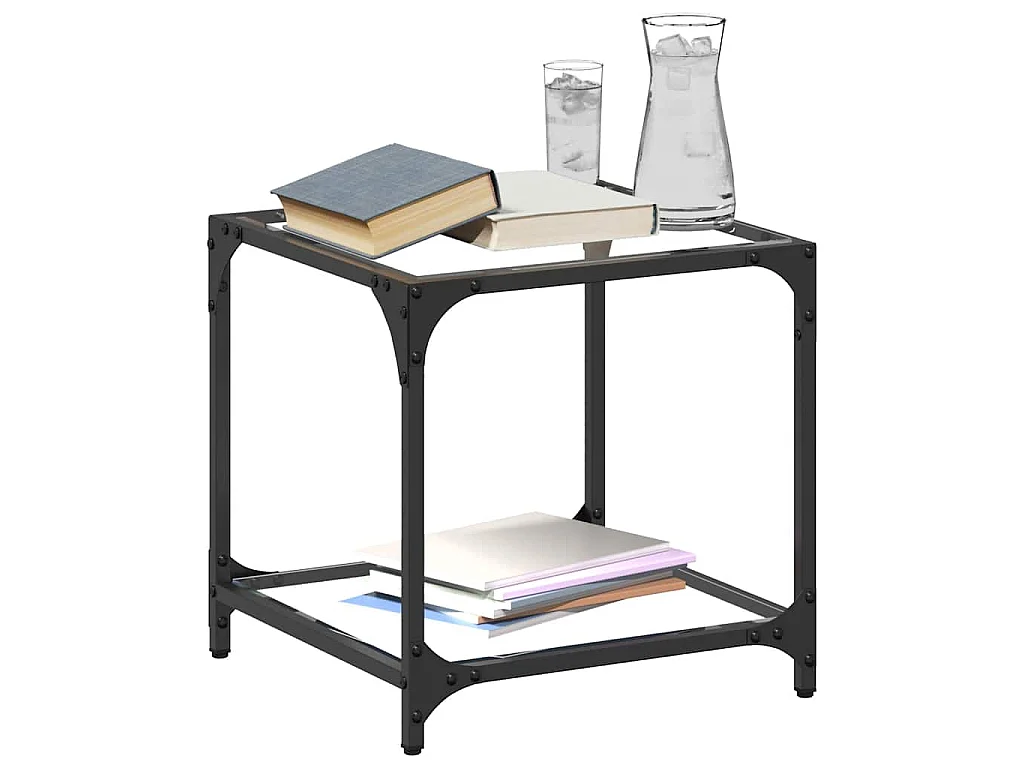 Tables basses avec dessus en verre transparent 2 pcs acier