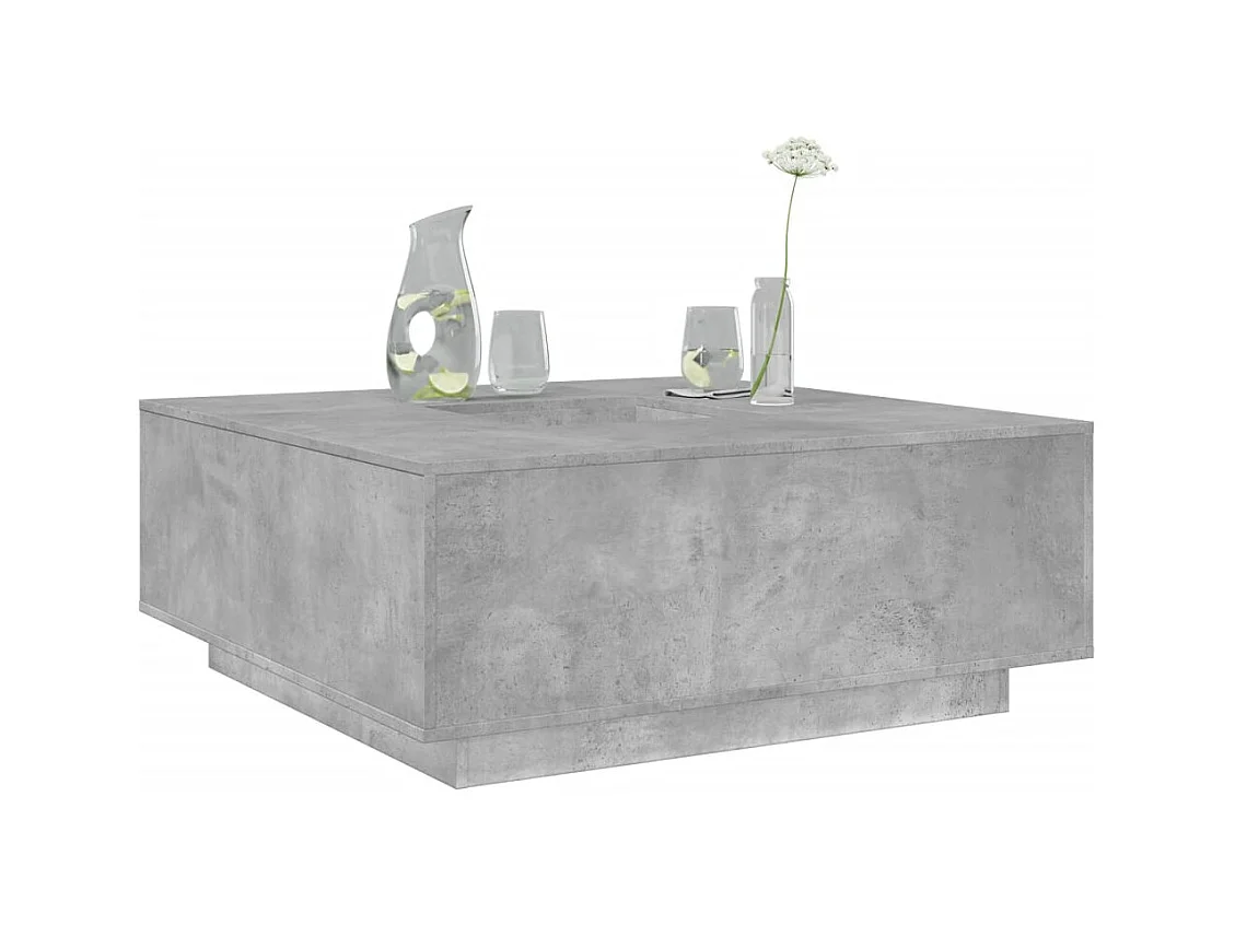 Table basse gris béton 100x100x40 cm bois d'ingénierie