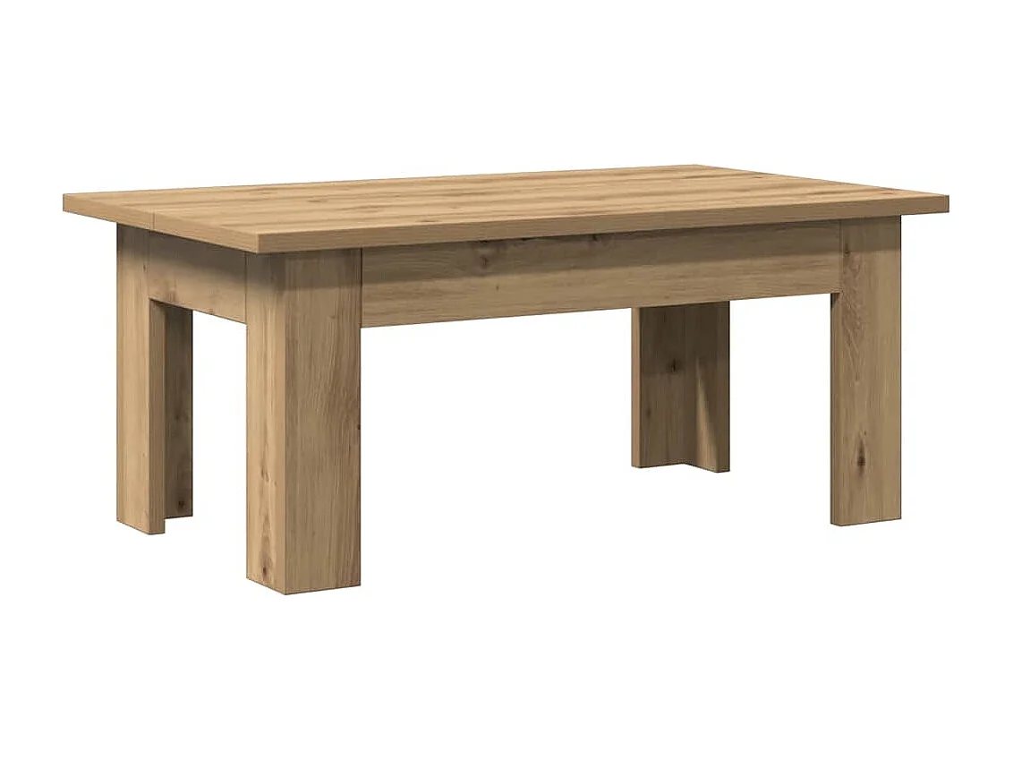 Table basse chêne artisanal 100x60x42 cm bois d'ingénierie
