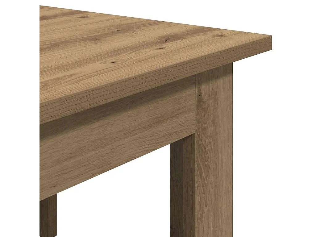 Table basse chêne artisanal 100x60x42 cm bois d'ingénierie