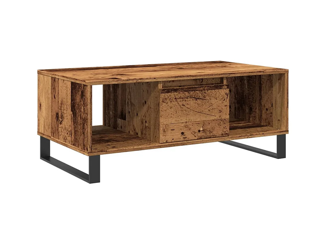 Table basse vieux bois 90x50x36,5 cm bois d'ingénierie
