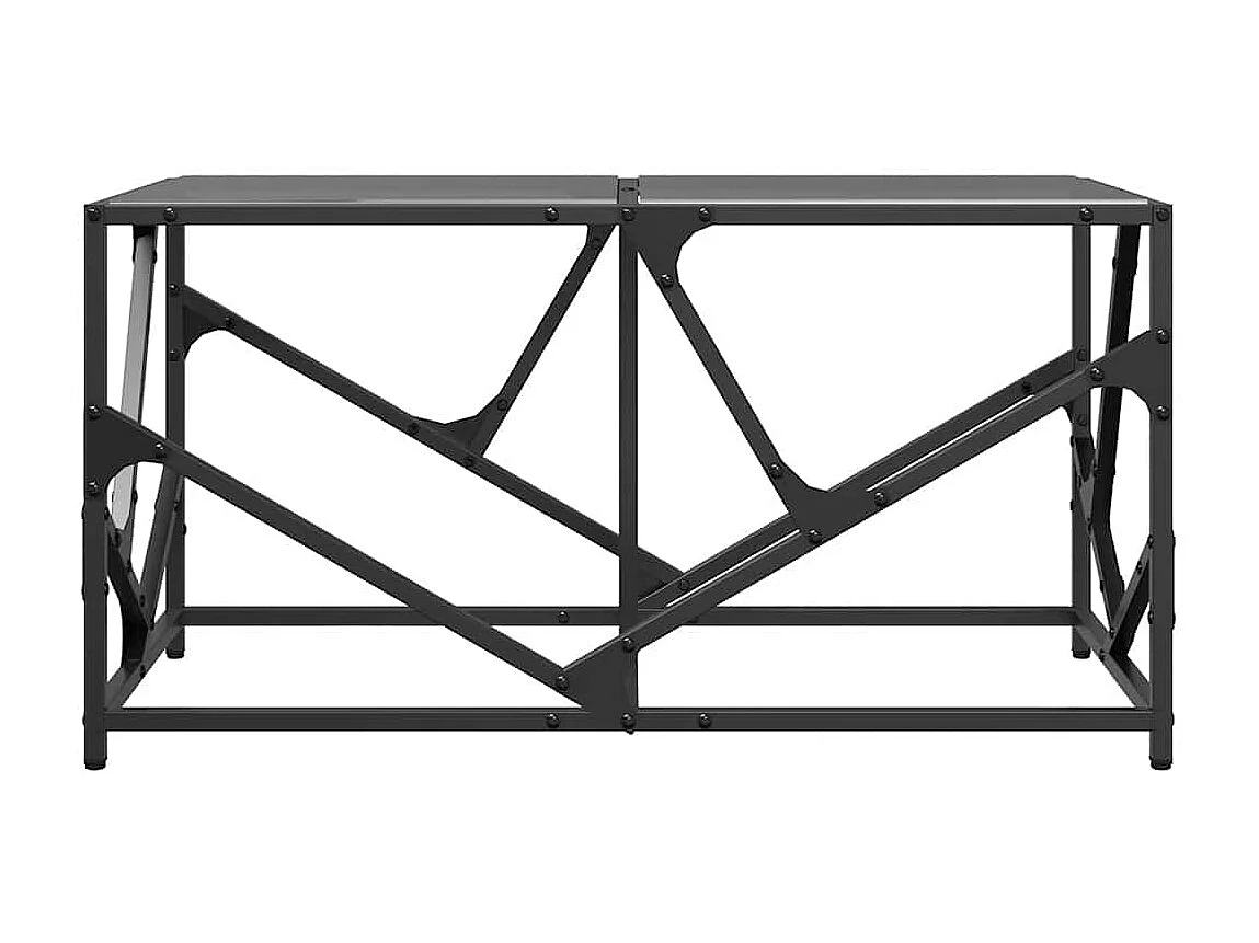 Table basse avec dessus en verre noir 78,5x40x41 cm acier