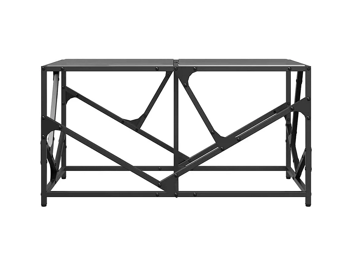 Table basse avec dessus en verre noir 78,5x40x41 cm acier