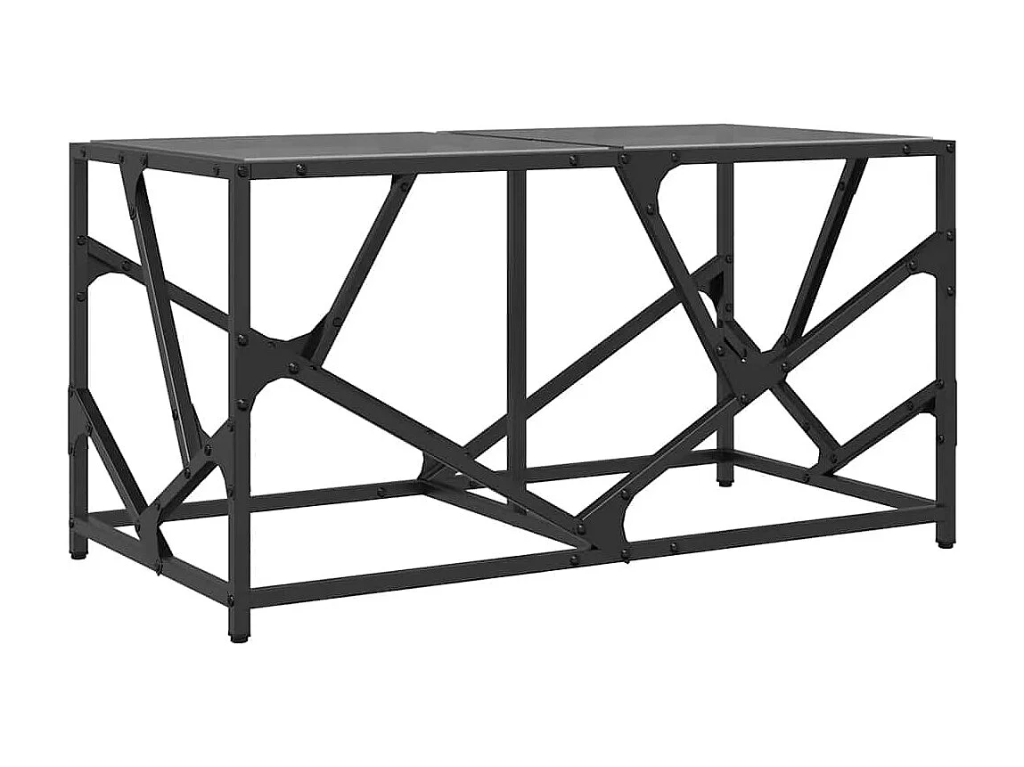 Table basse avec dessus en verre noir 78,5x40x41 cm acier