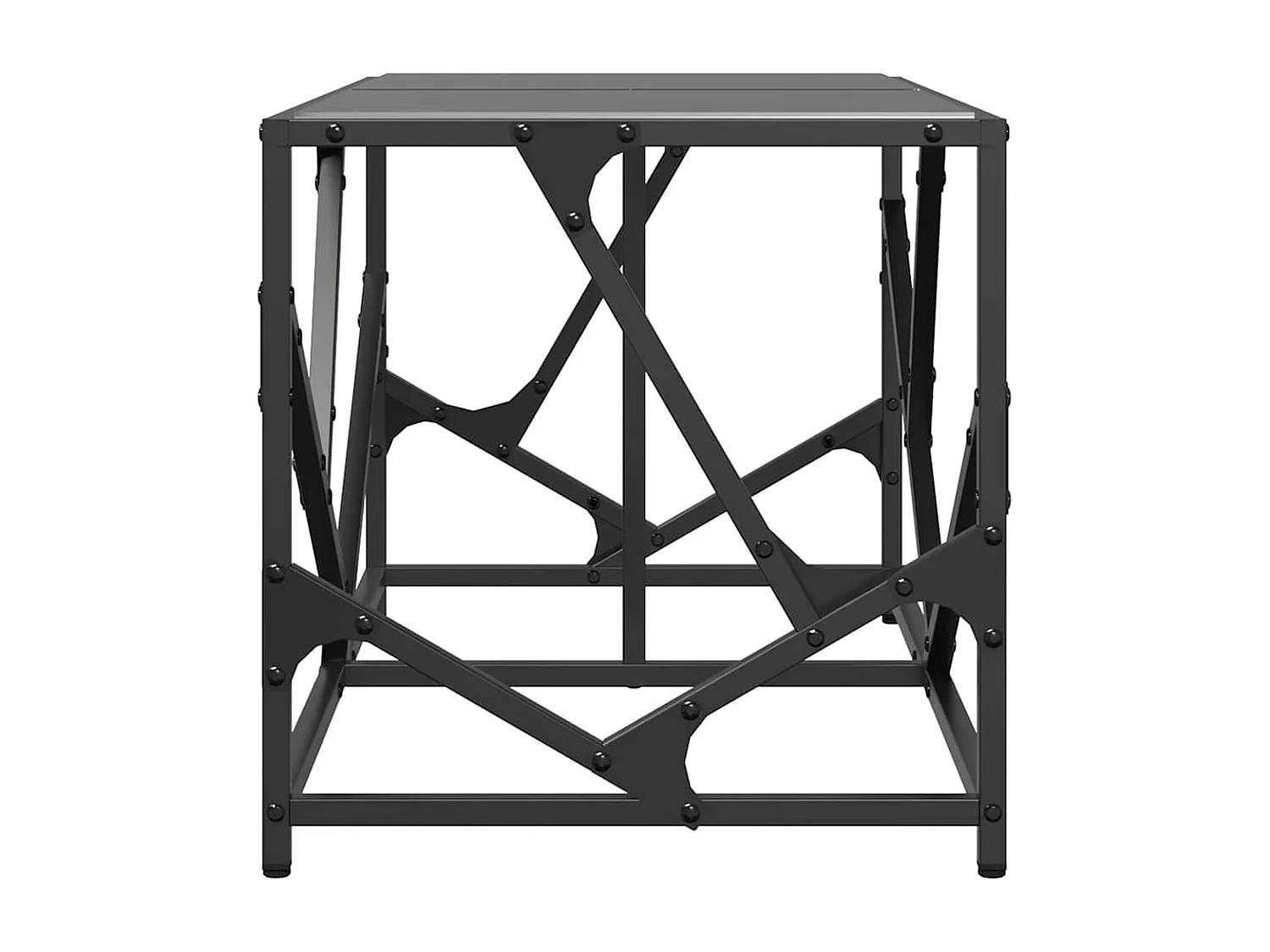 Table basse avec dessus en verre noir 78,5x40x41 cm acier
