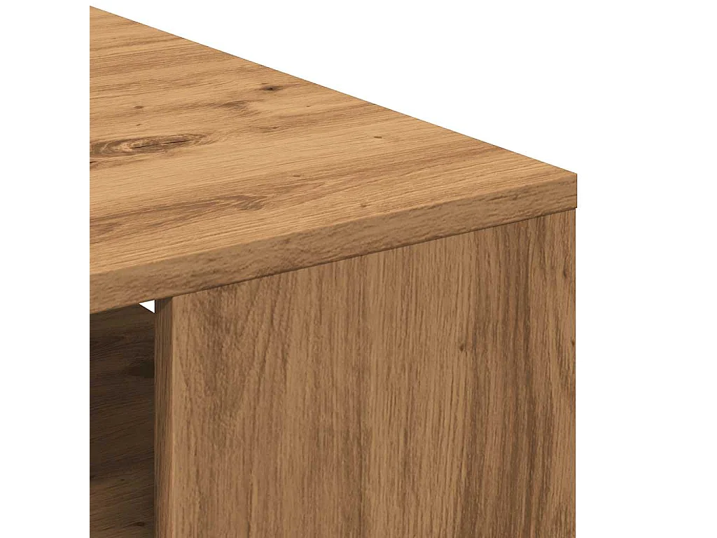 Table basse chêne artisanal 55x55x42 cm bois d'ingénierie