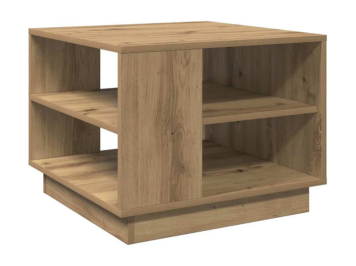 Table basse chêne artisanal 55x55x42 cm bois d'ingénierie