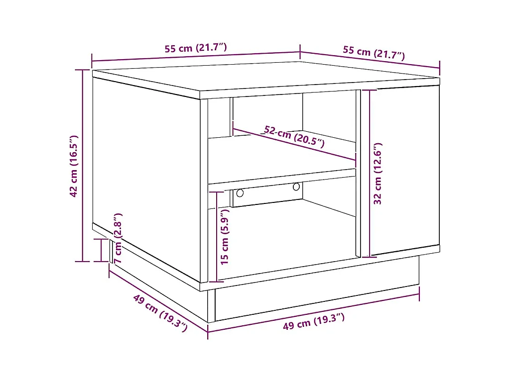 Mesa de centro madera de ingeniería roble artisan 55x55x42 cm