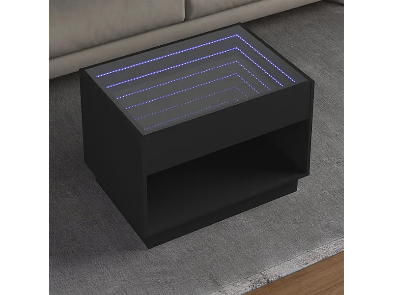 Salontafel met Infinity LED 70x50x50 cm zwart