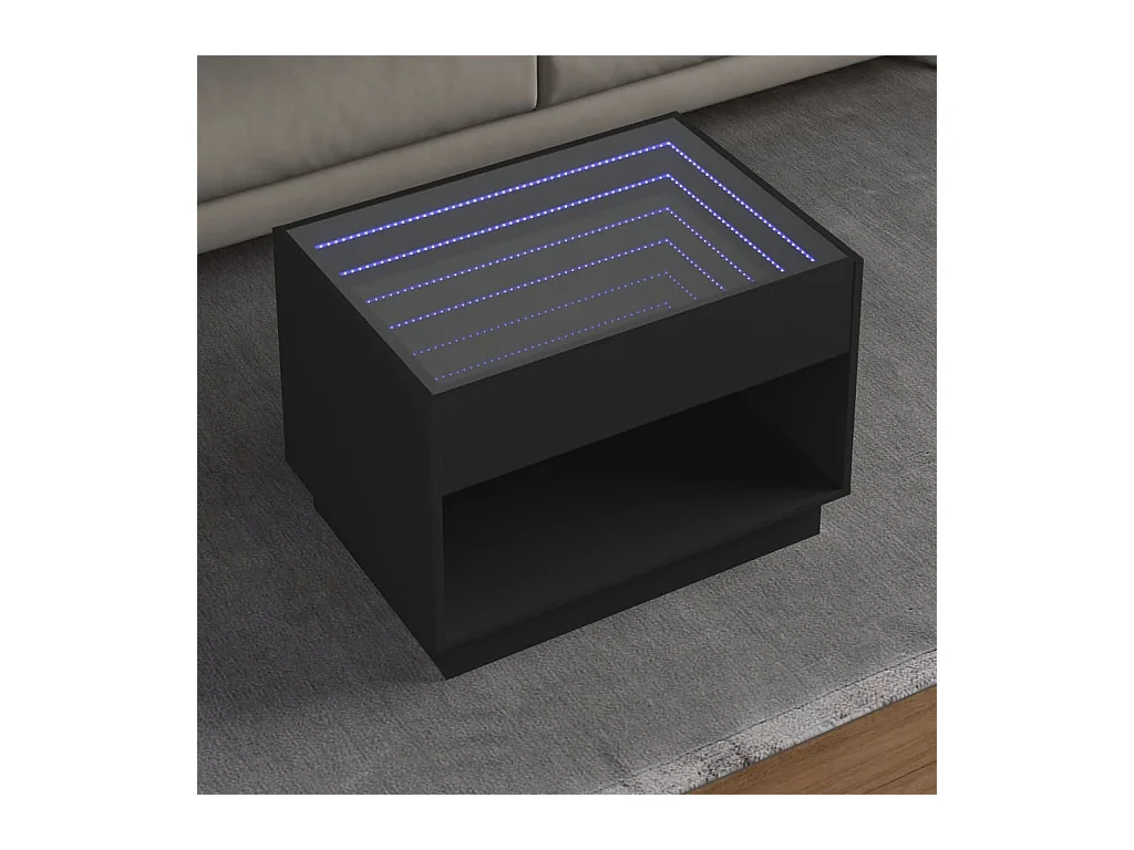 Table basse avec LED infini noir 70x50x50 cm