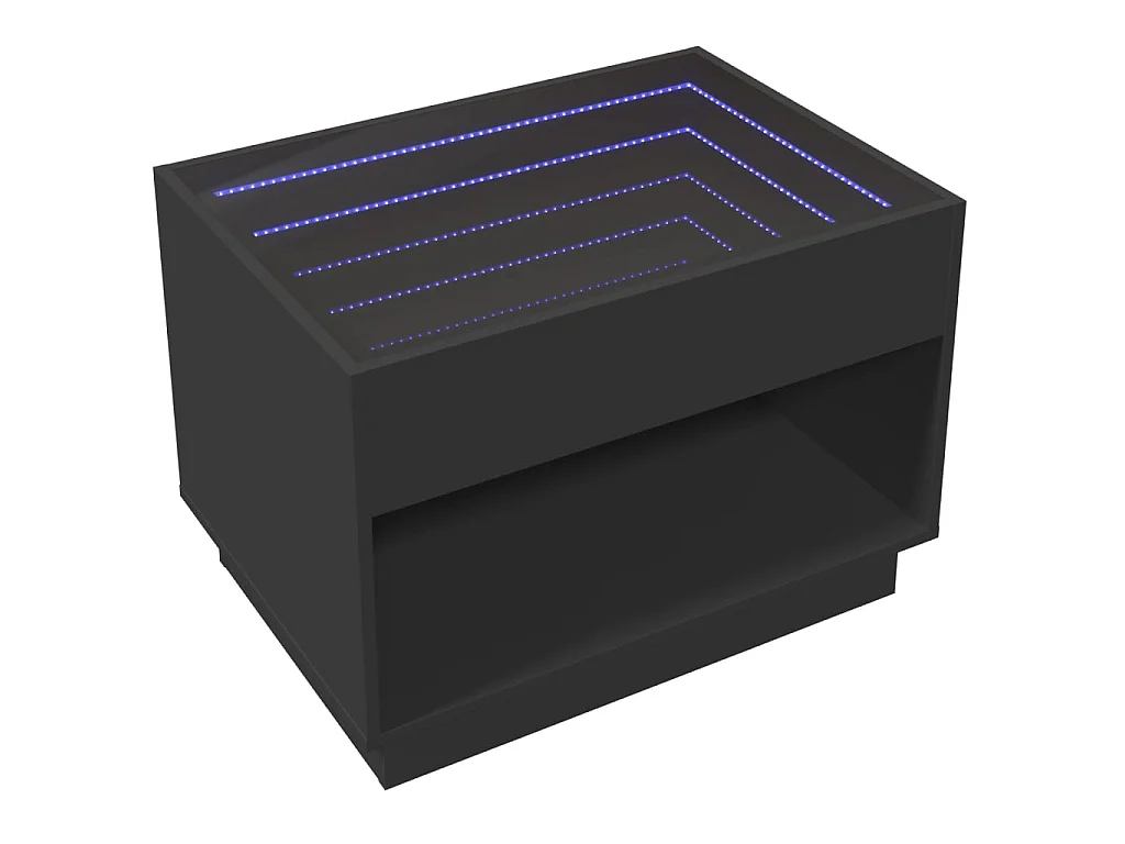 Couchtisch mit Infinity-LED Schwarz 70x50x50 cm