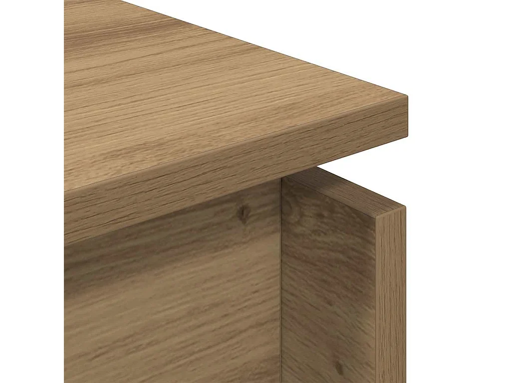 Table basse chêne artisanal 68x50x38 cm bois d'ingénierie