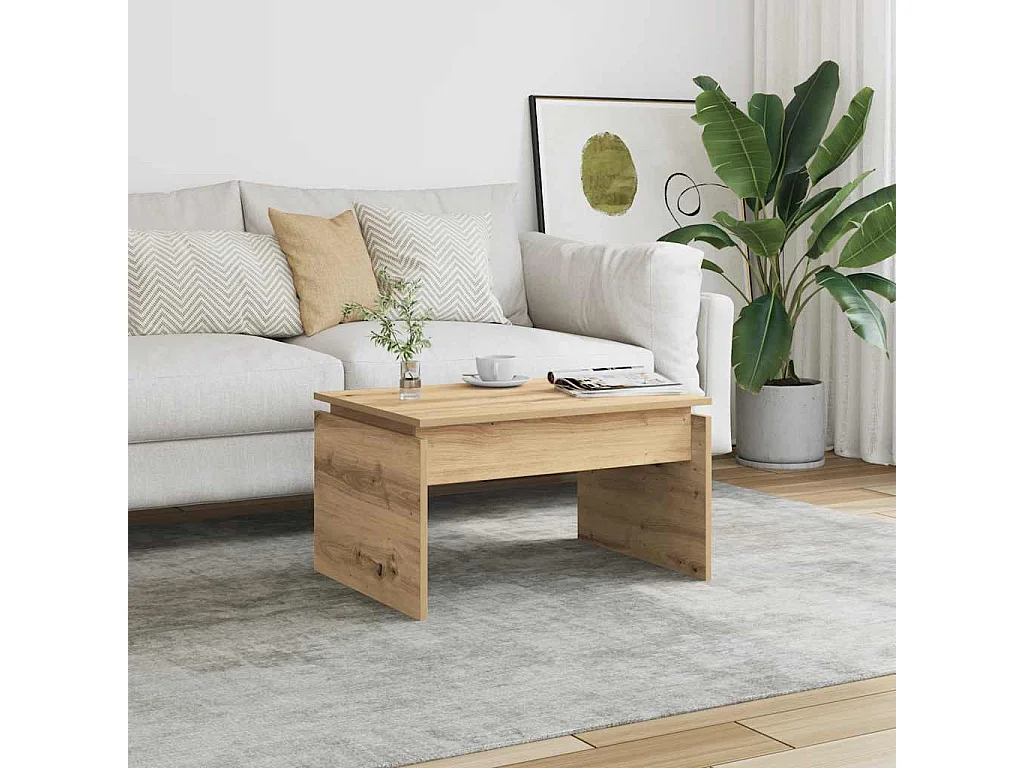 Salontafel 68x50x38 cm bewerkt hout artisanaal eikenkleur