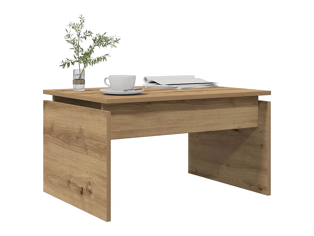 Salontafel 68x50x38 cm bewerkt hout artisanaal eikenkleur