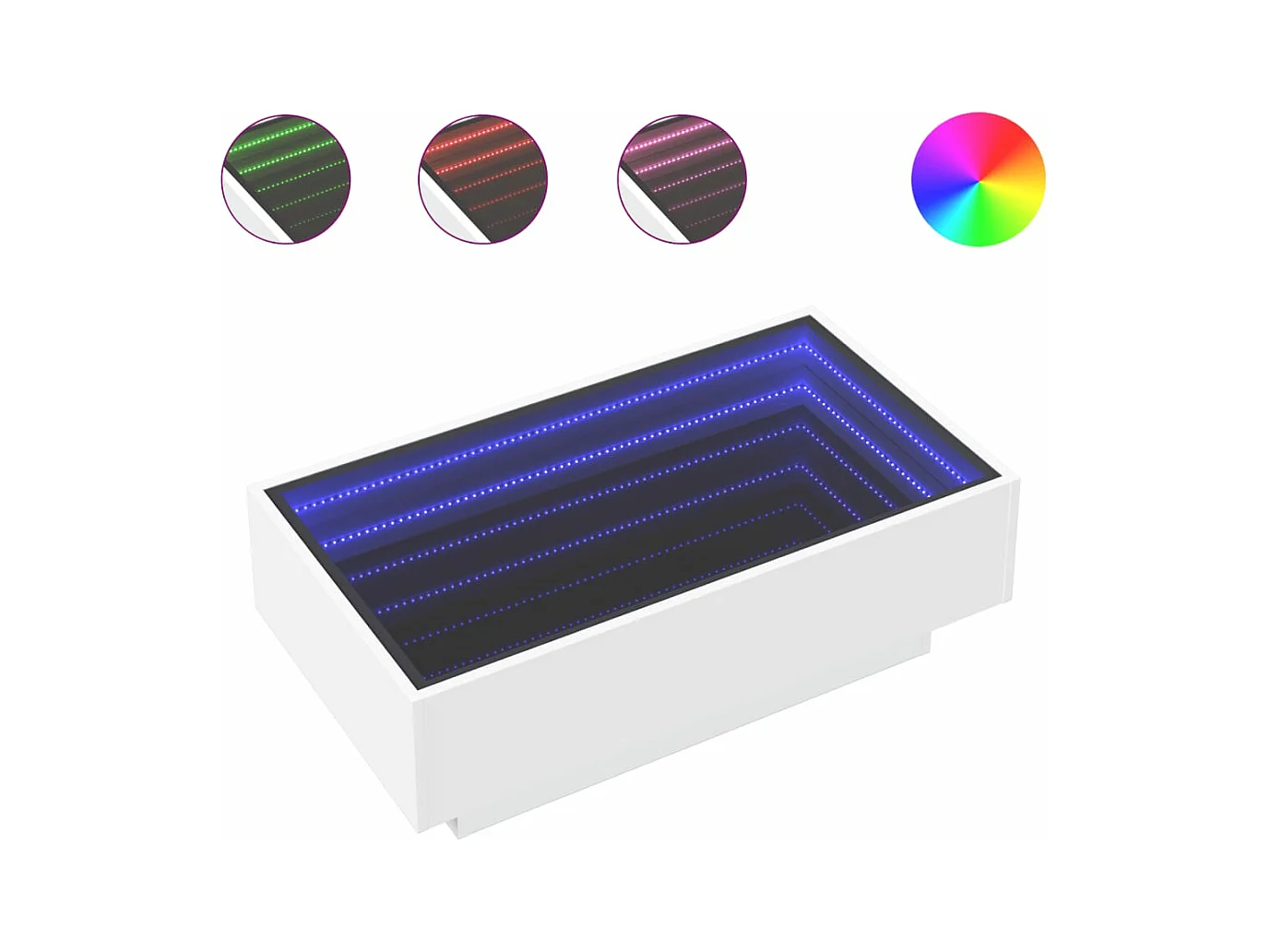Salontafel met LED 90x50x30 cm bewerkt hout wit