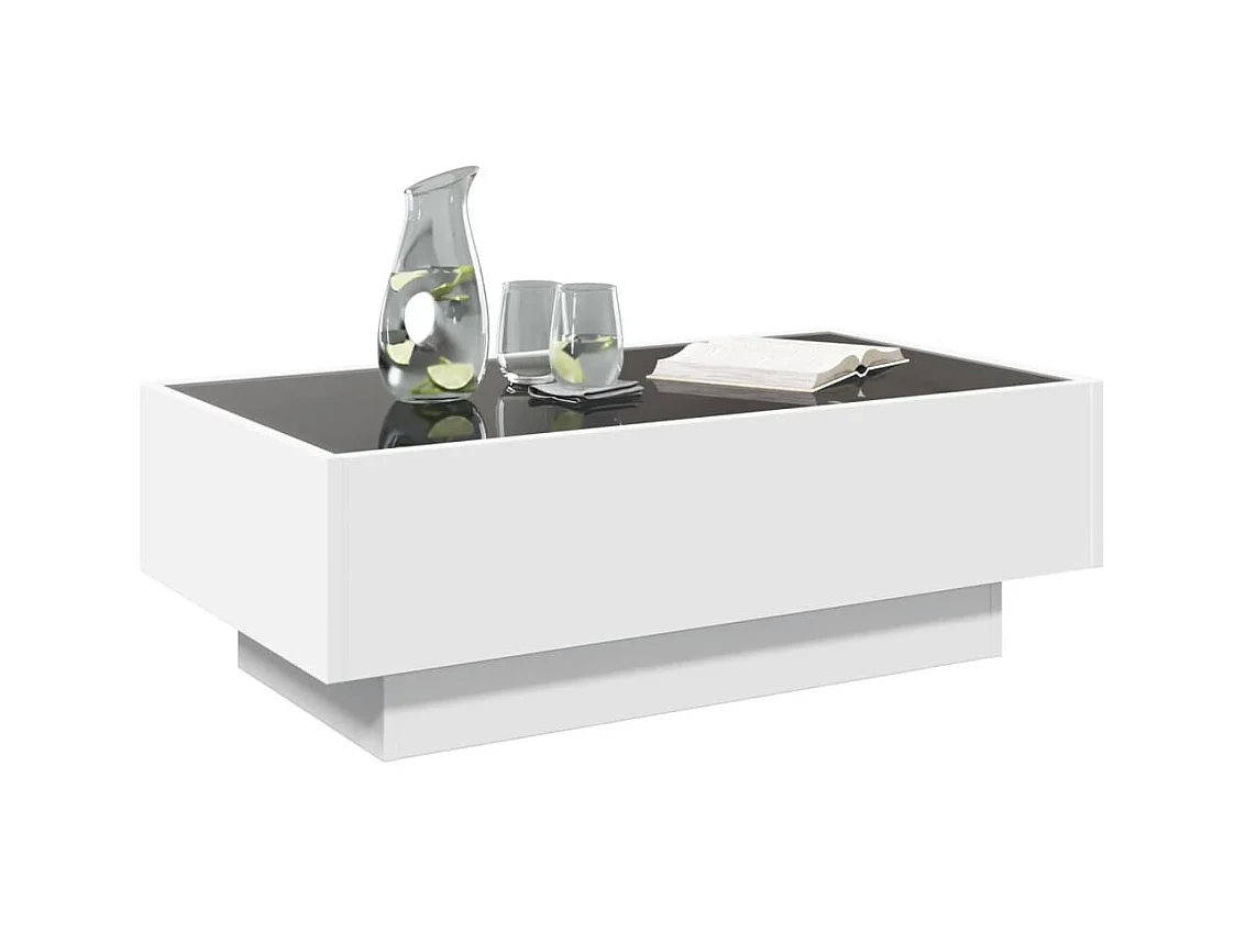 Salontafel met LED 90x50x30 cm bewerkt hout wit