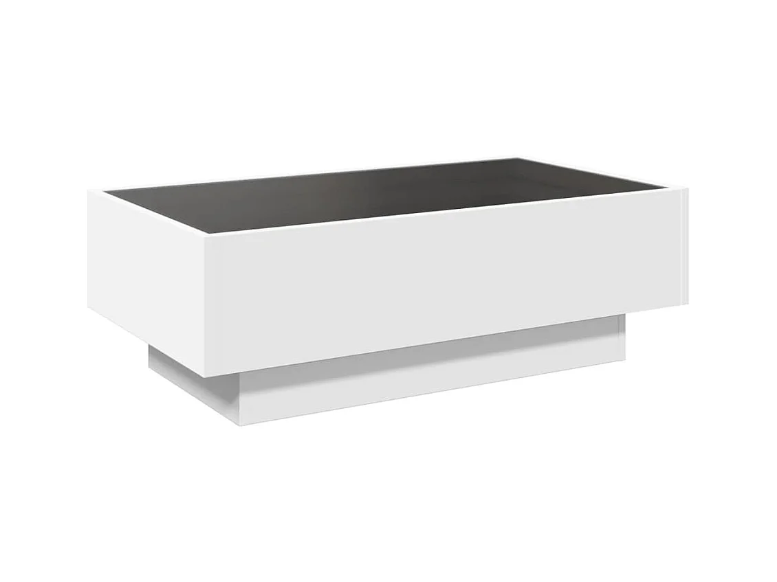 Salontafel met LED 90x50x30 cm bewerkt hout wit