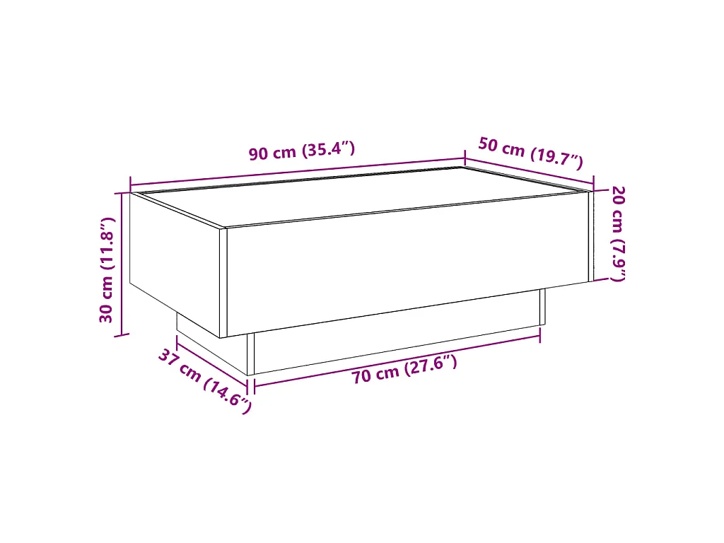 LED-Couchtisch Weiß 90x50x30 cm Holzwerkstoff