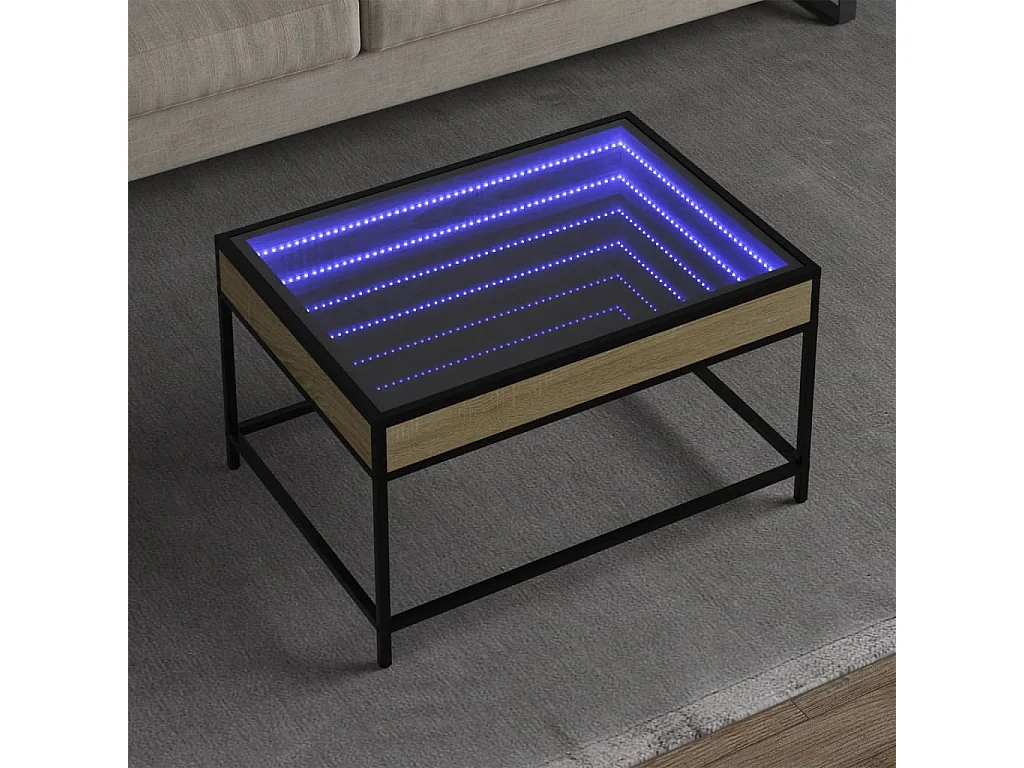 Table basse avec LED infini chêne sonoma 70x50x41 cm