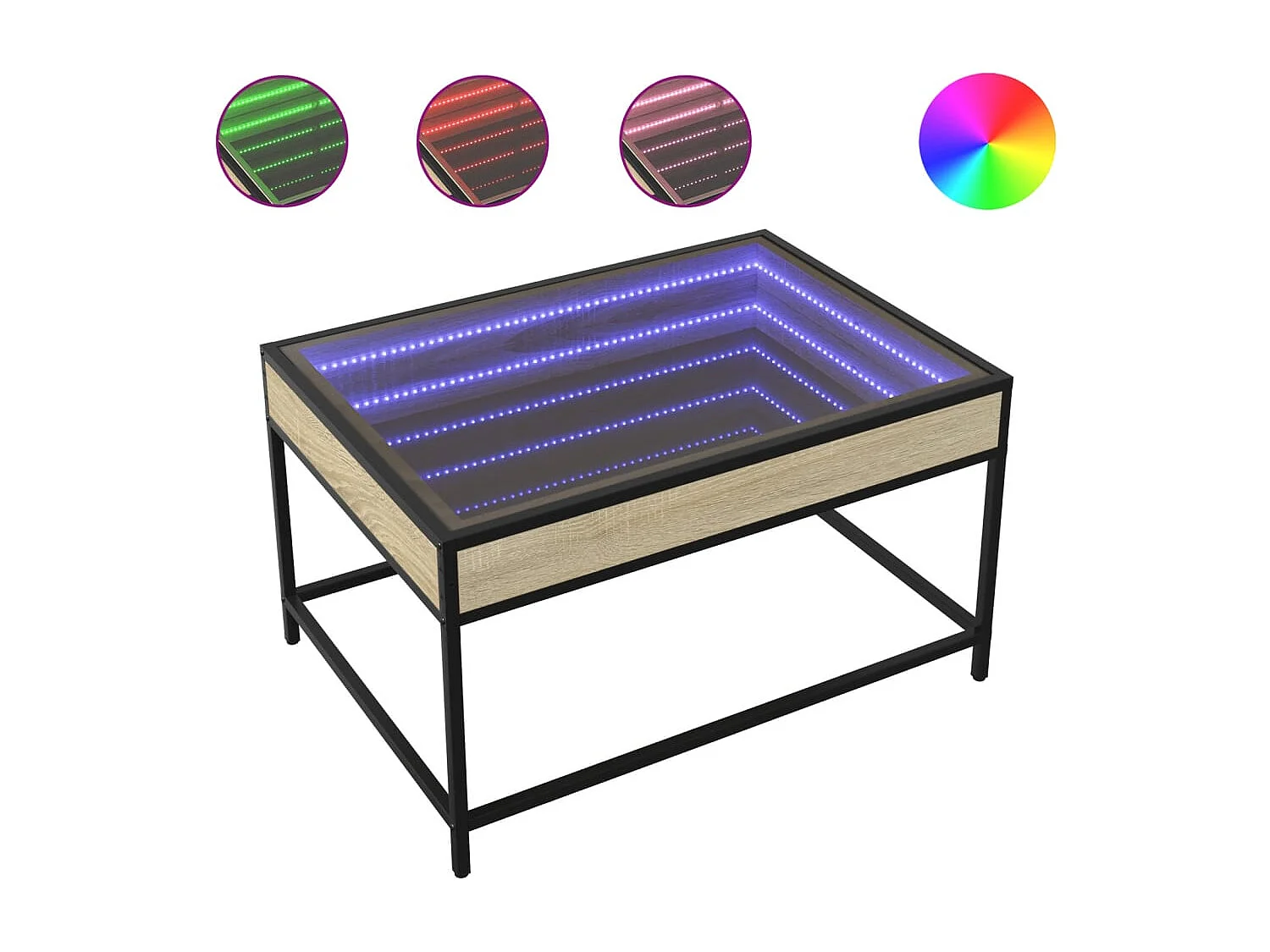 Table basse avec LED infini chêne sonoma 70x50x41 cm