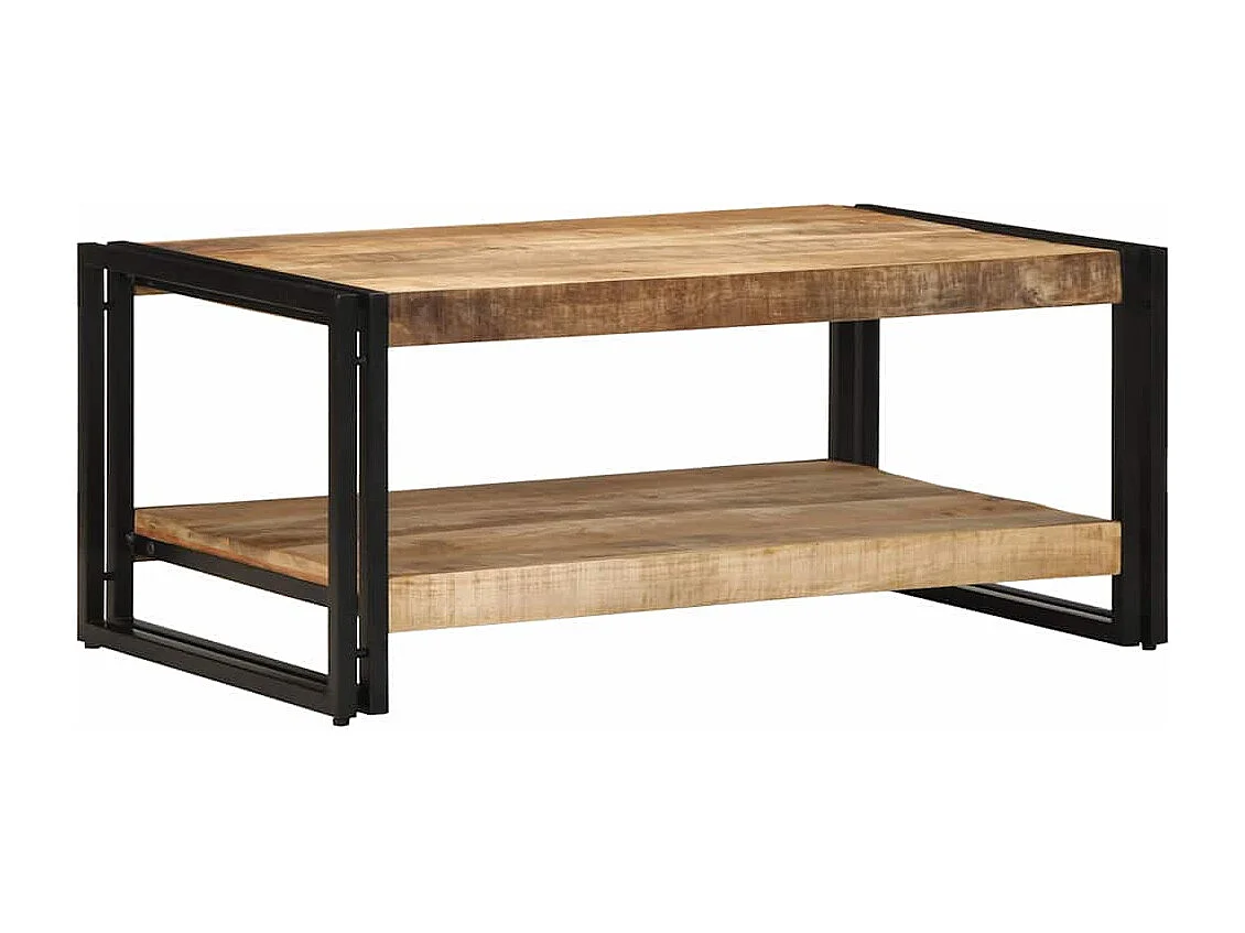 Tavolino da Salotto 90x50x38 cm Legno Massello di Mango Grezzo