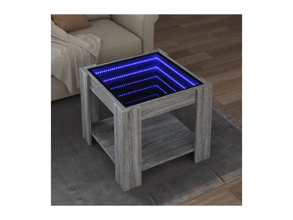 Table basse avec LED sonoma gris 53x53x45 cm bois d'ingénierie