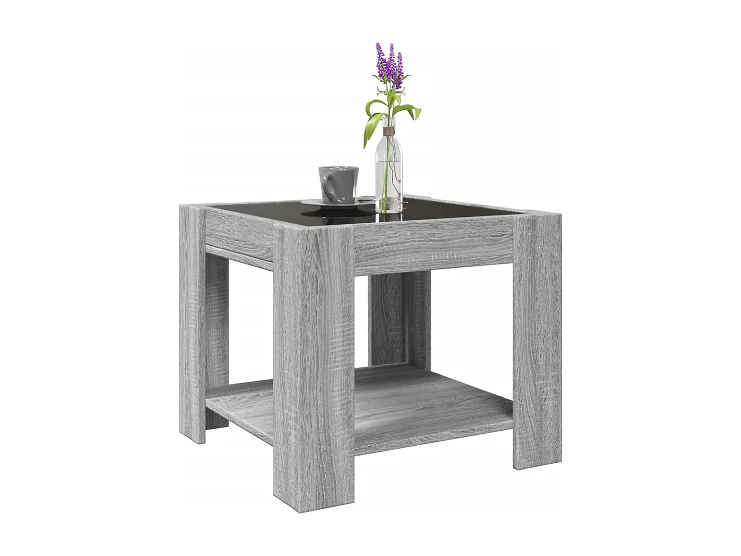 LED-Couchtisch Grau Sonoma 53x53x45 cm Holzwerkstoff