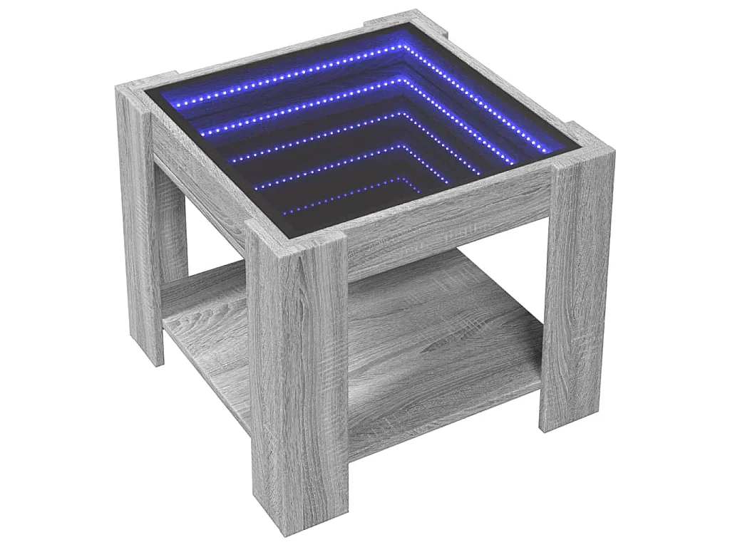 LED-Couchtisch Grau Sonoma 53x53x45 cm Holzwerkstoff