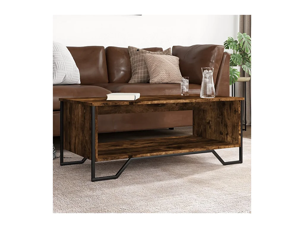 Table basse chêne fumé 100x51x40 cm bois d'ingénierie