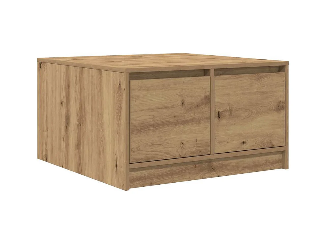 Table basse avec tiroirs chêne artisanal 70,5x70x40 cm