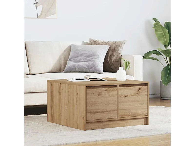 Tavolino Salotto con Cassetti Rovere Artigianale 70,5x70x40 cm