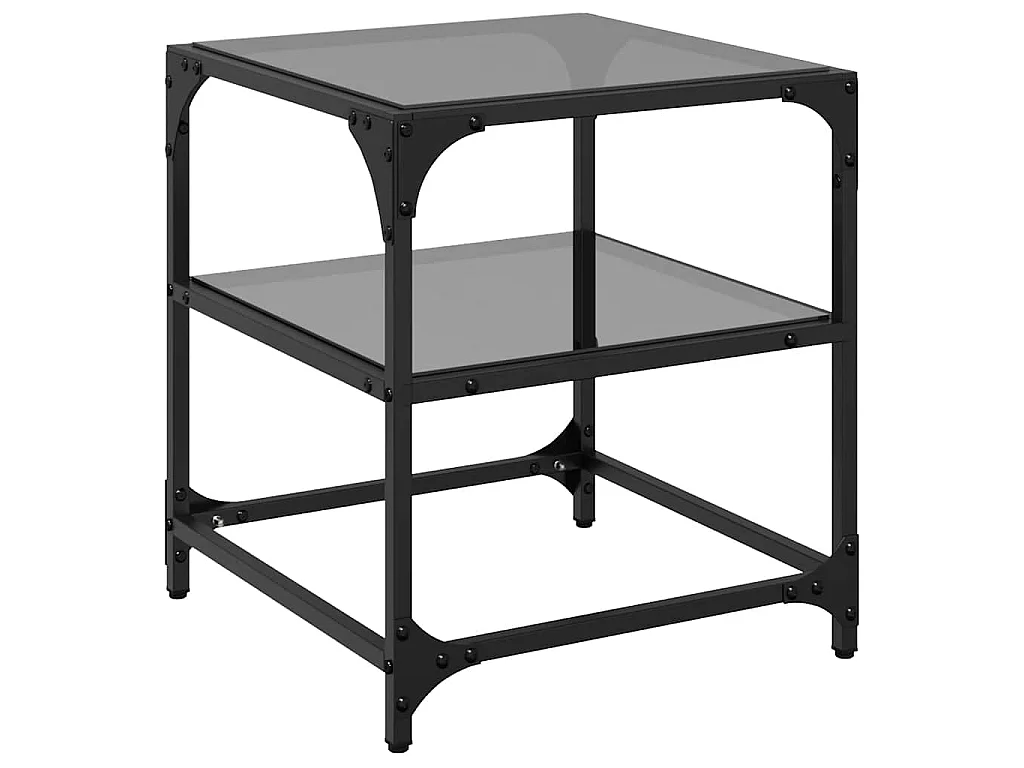 Couchtische mit Glasplatten 2 Stk. Schwarz 40x40x45 cm Stahl