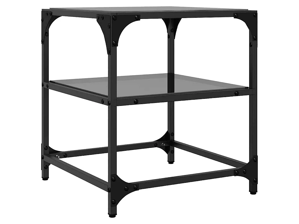 Couchtische mit Glasplatten 2 Stk. Schwarz 40x40x45 cm Stahl