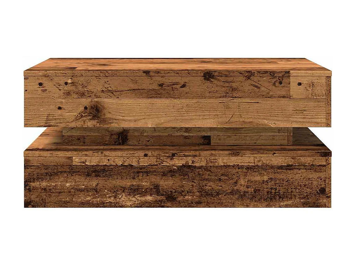 Couchtisch mit LED-Leuchten Altholz-Optik 90x50x40 cm