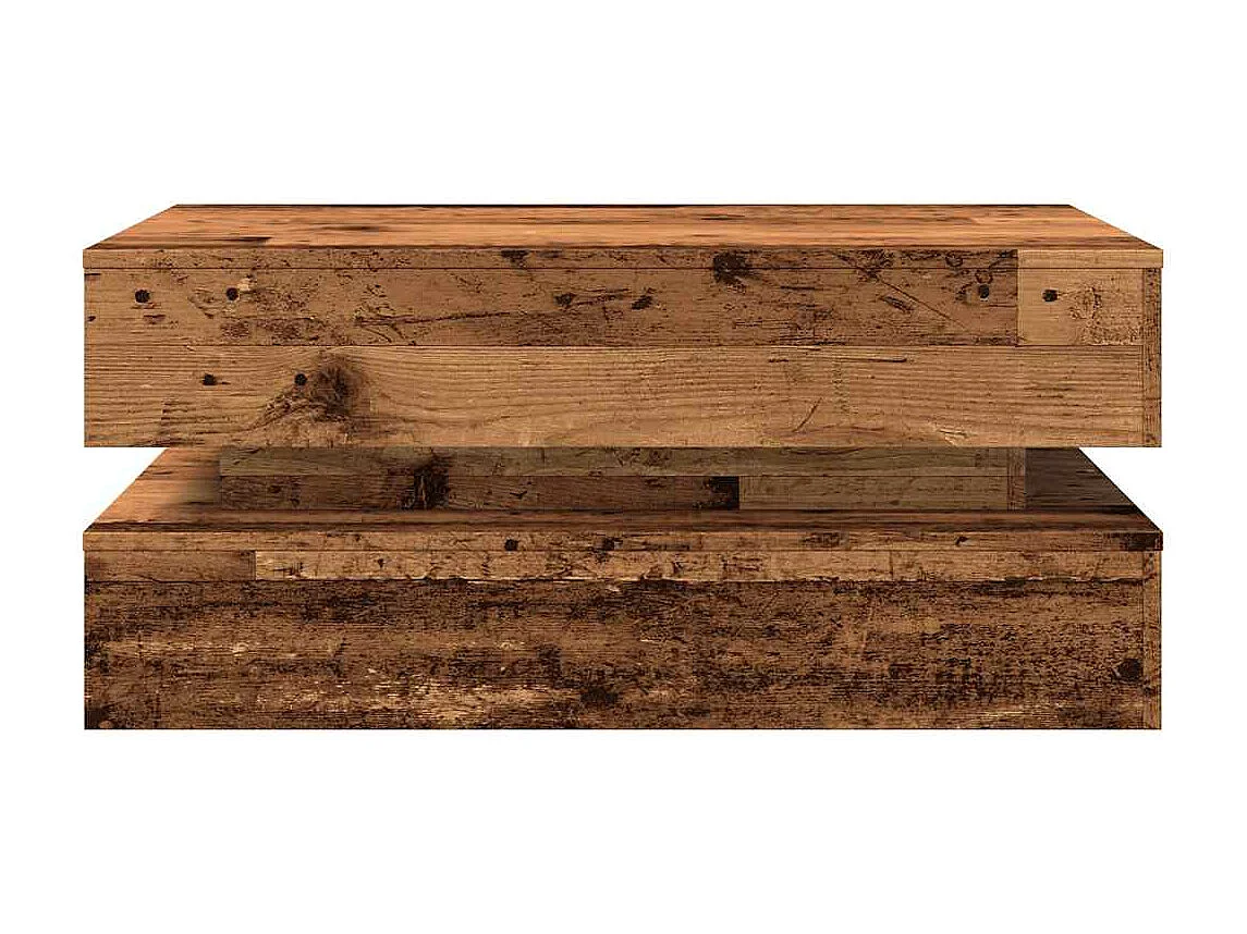 Table basse avec lumières LED vieux bois 90x50x40 cm