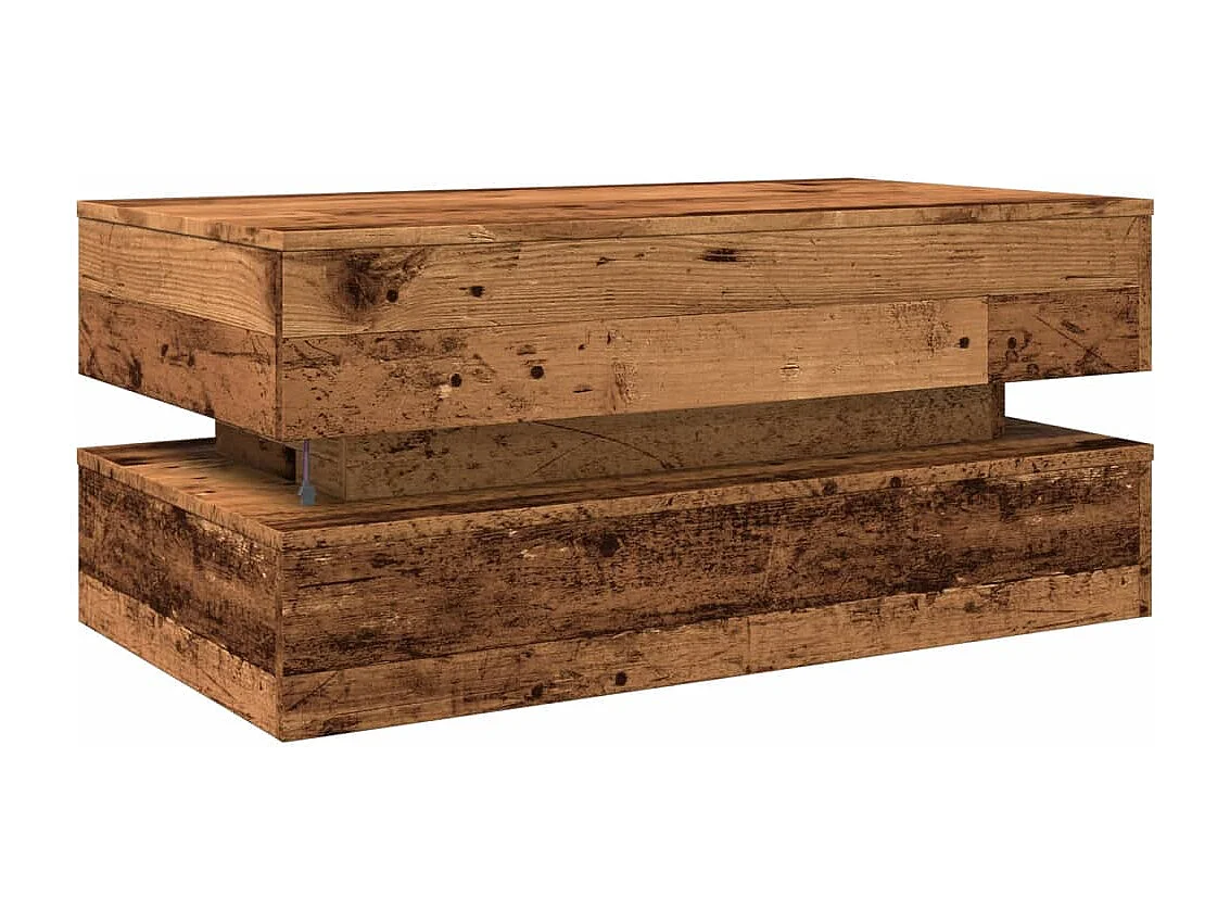 Table basse avec lumières LED vieux bois 90x50x40 cm